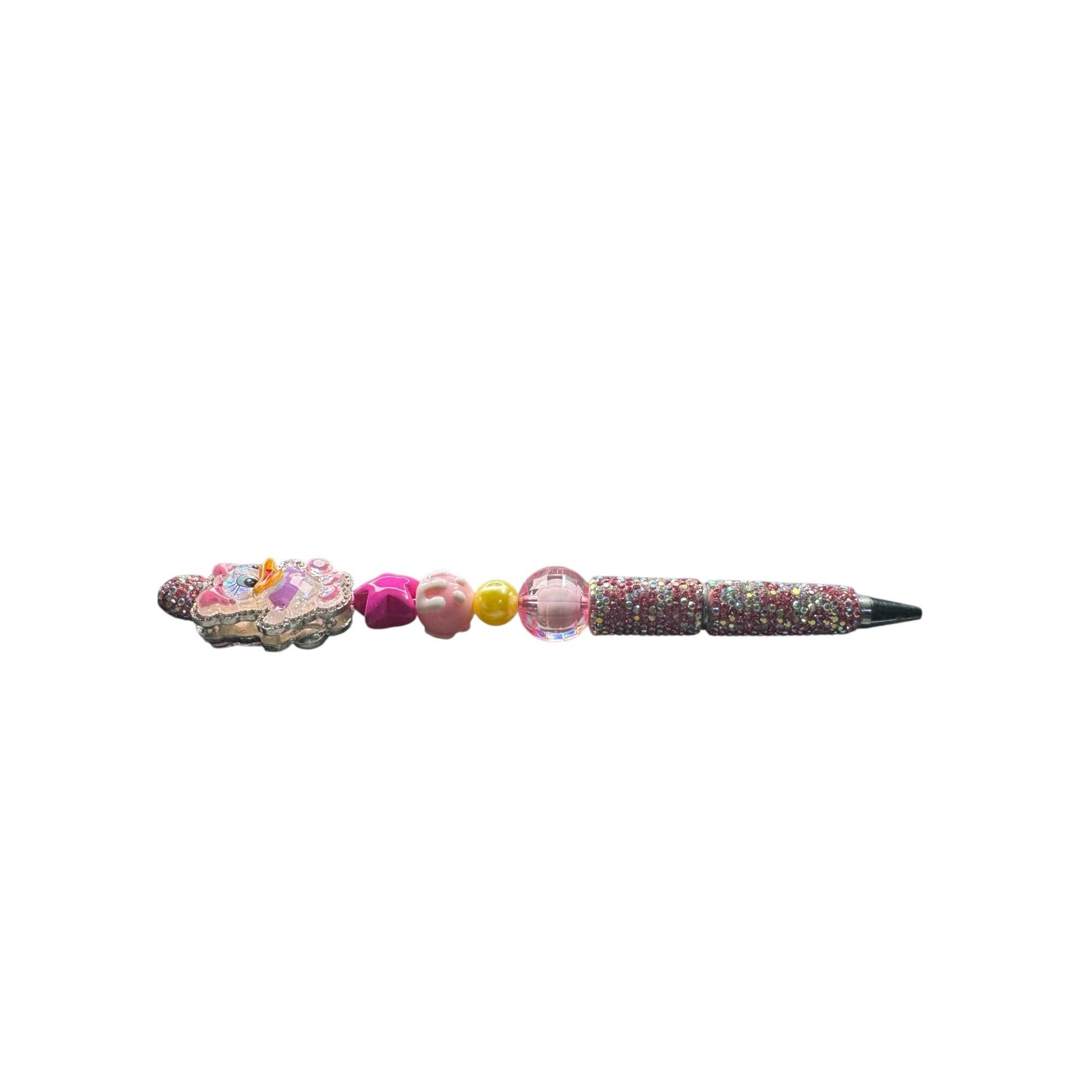 Kawaii Daisy Duck Pen Pink Rhinestone Bling Star Charm Cute Decorative Writing Pen