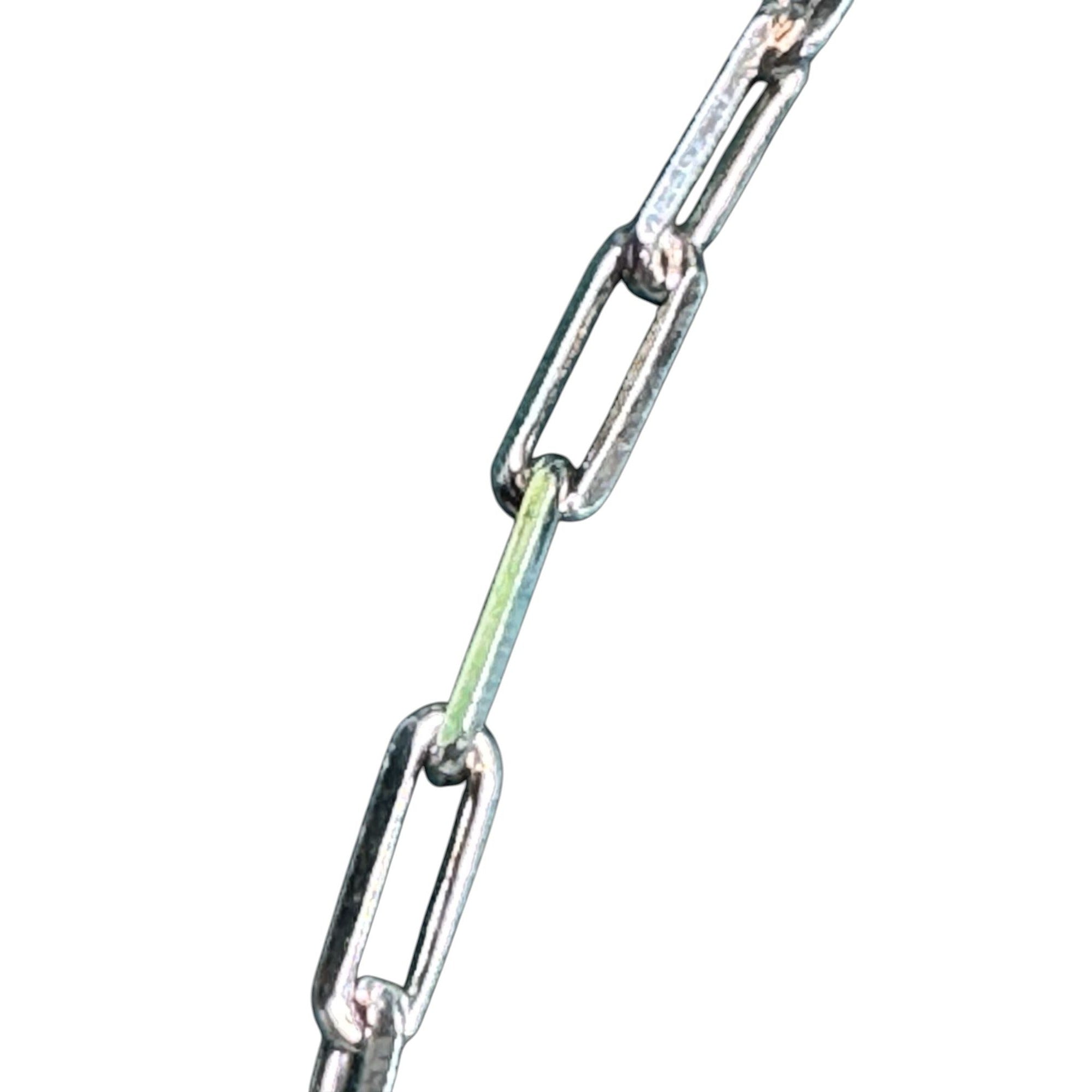 Sterling Silver 925 Italy Rectangular Link Chain Necklace – Modern Minimalist – Spring Ring Clasp