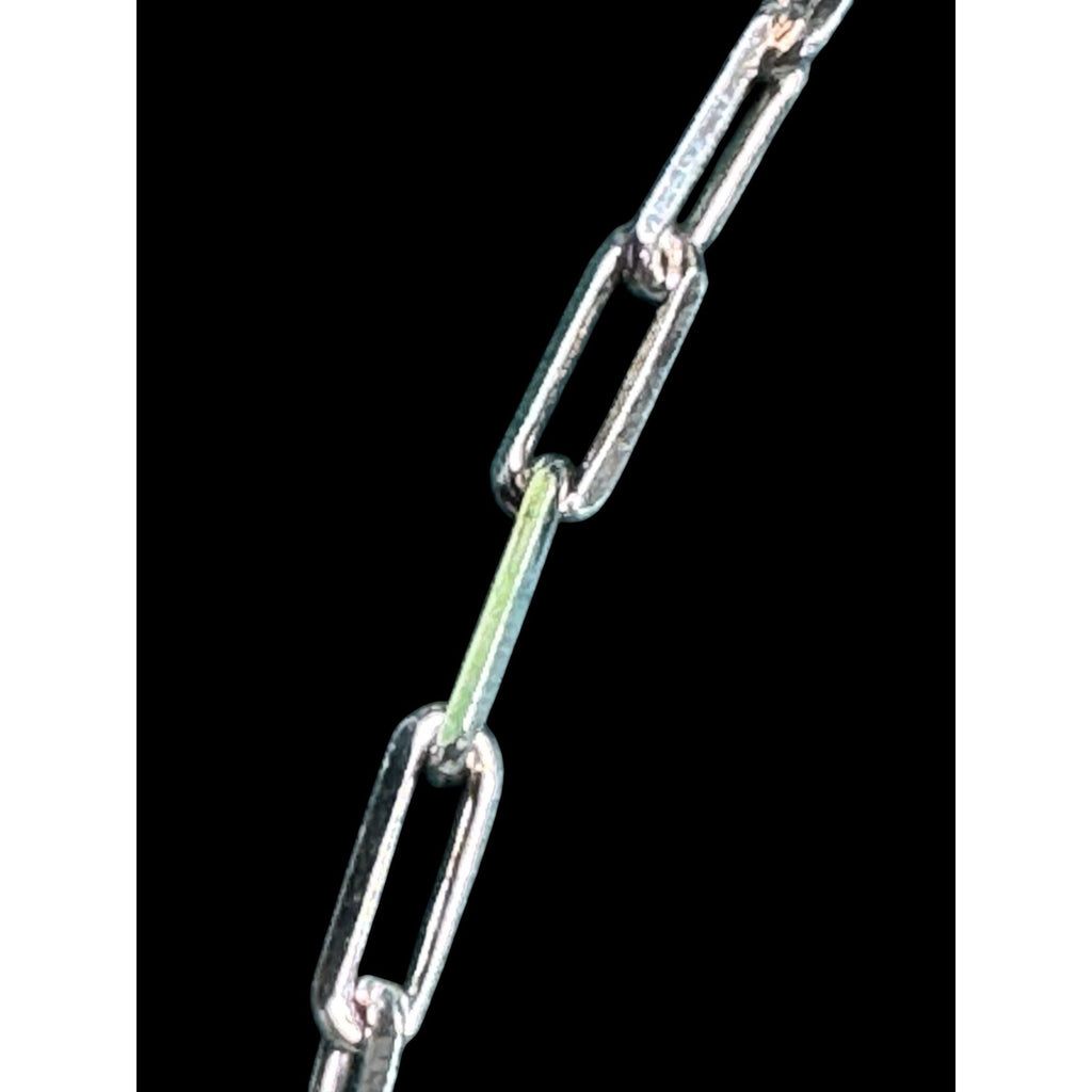 Sterling Silver 925 Italy Rectangular Link Chain Necklace – Modern Minimalist – Spring Ring Clasp