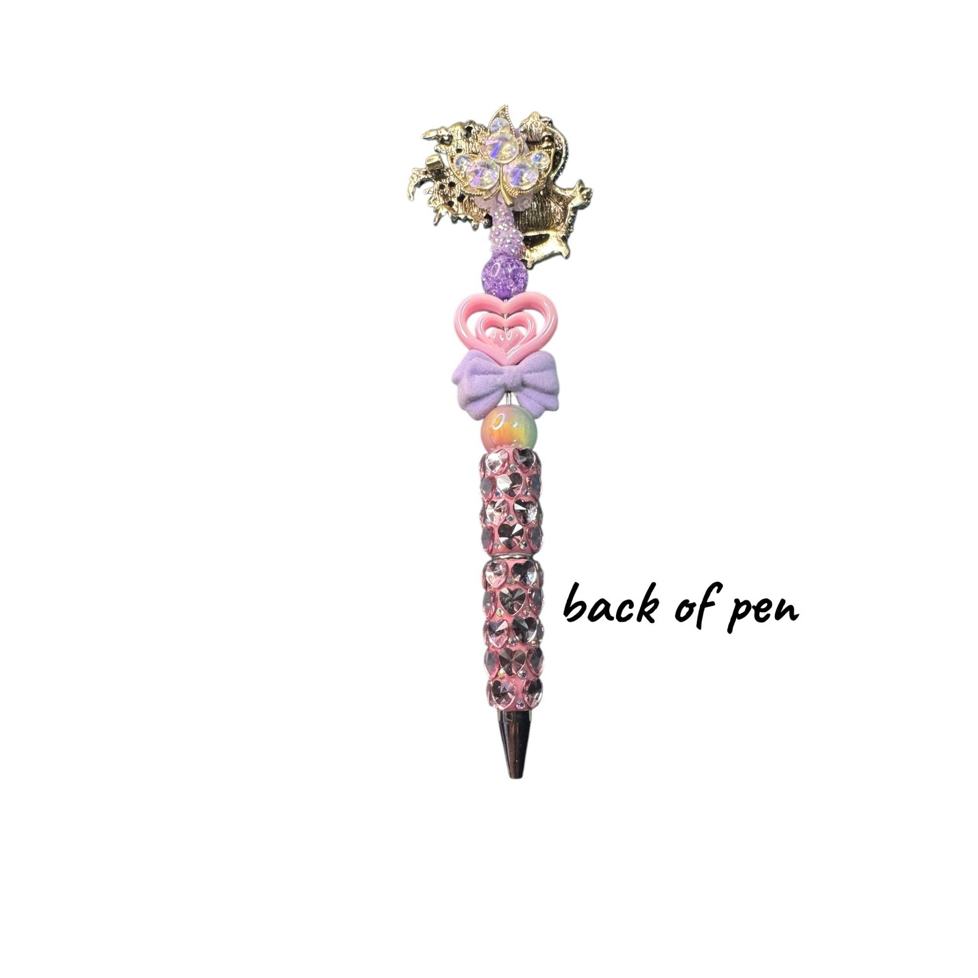 Kawaii Bird Chick Pen Pink Rhinestone Bling Bow Heart Charm Cute Decorative Writing Pen