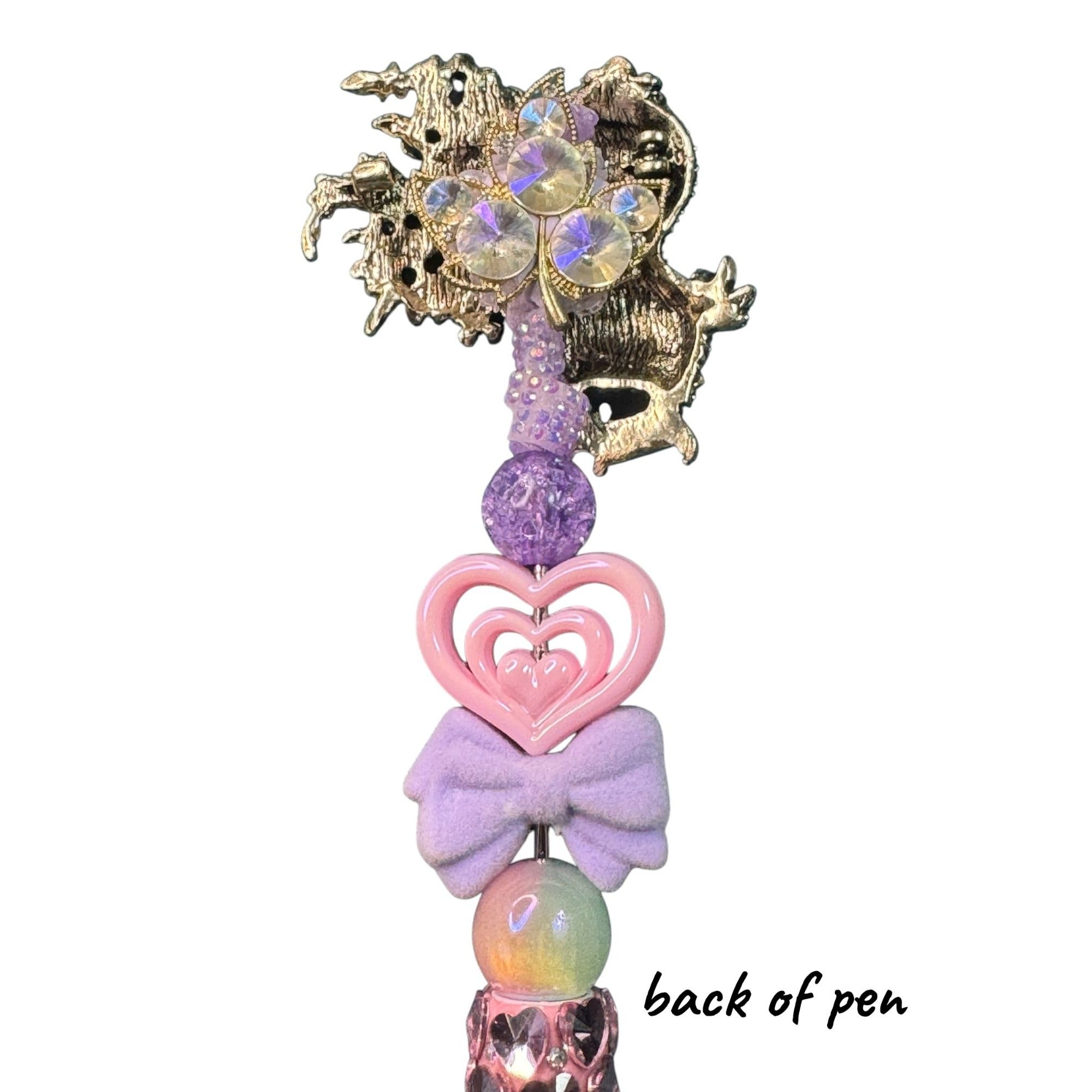 Kawaii Bird Chick Pen Pink Rhinestone Bling Bow Heart Charm Cute Decorative Writing Pen