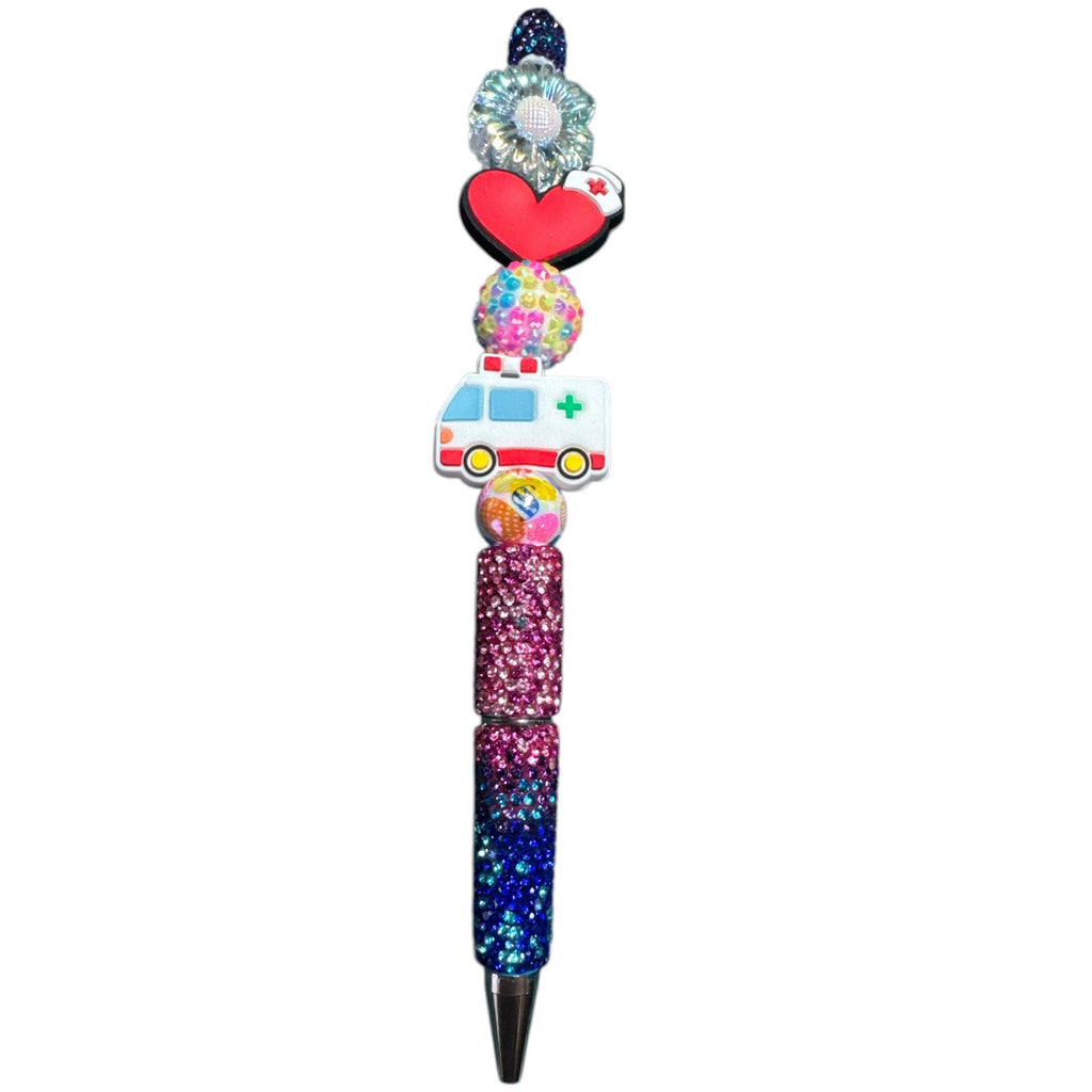 Nurse Medical Theme Beaded Pen Ambulance Heart Glitter Cute Novelty Gift