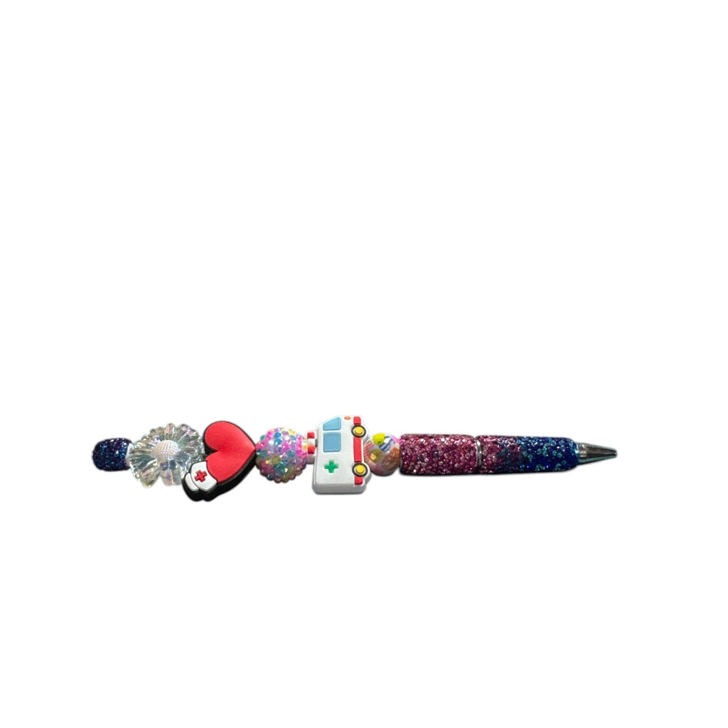Nurse Medical Theme Beaded Pen Ambulance Heart Glitter Cute Novelty Gift