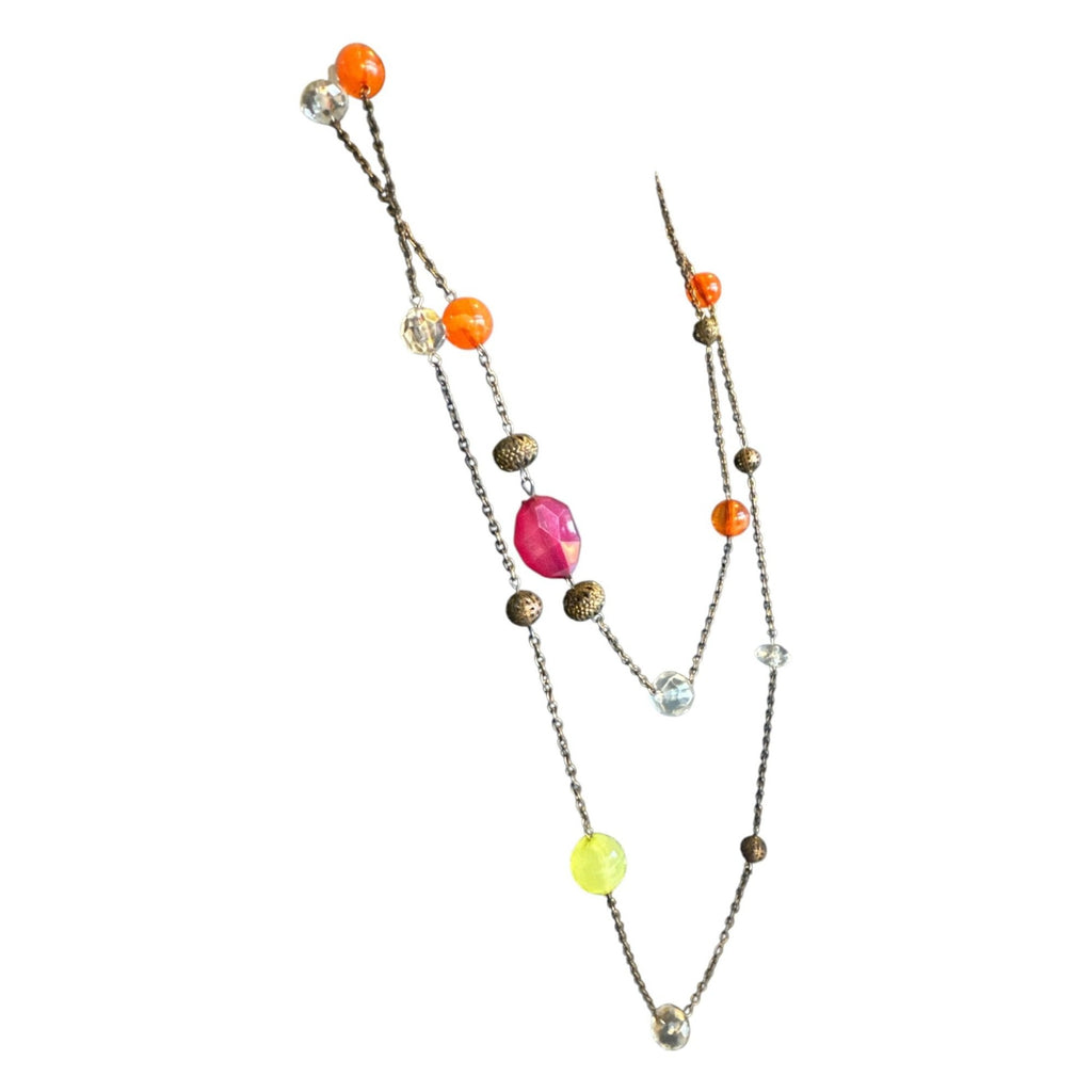 Colorful Multilayer Beaded Necklace With Mixed Chains & Lobster Clasp Closure