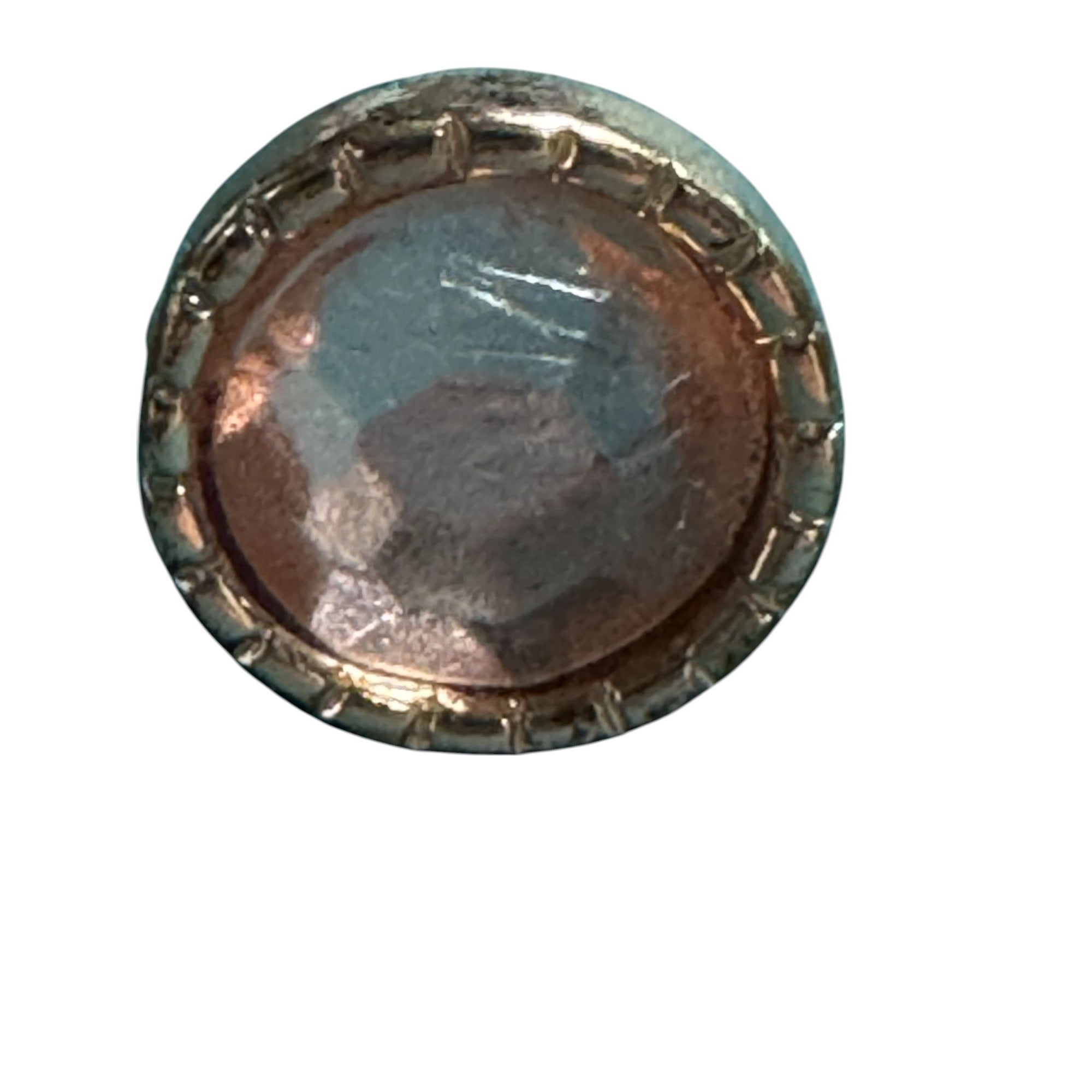 Rose Gold-Tone Stud Earrings With Faceted Center Stone & Textured Rim Elegant Design
