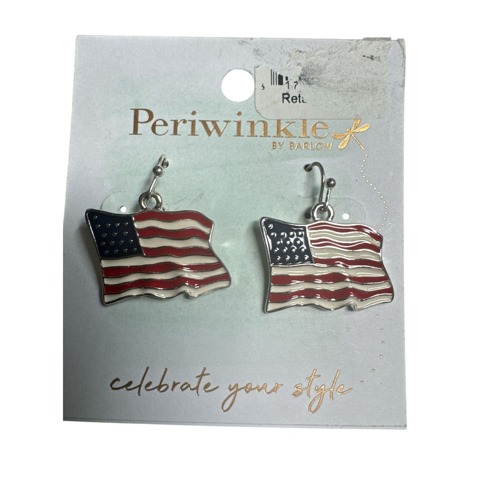 Celebrate 250 Years with these American Flag Drop Earrings with Enamel Finish by Periwinkle by Barlow