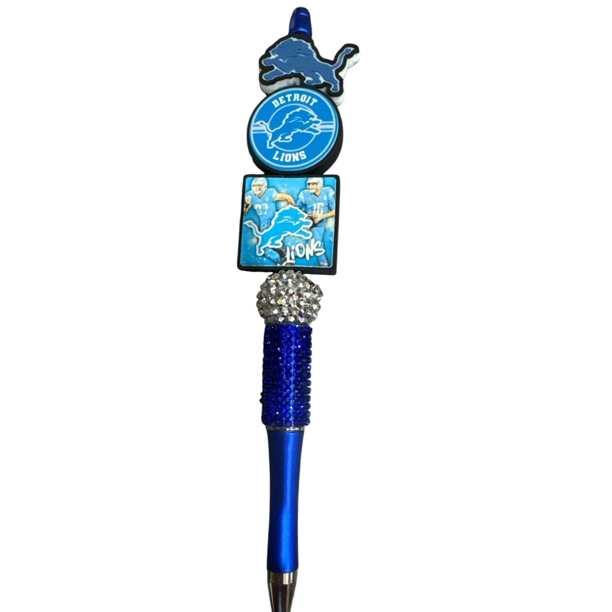 Detroit Lions Blue Rhinestone Ballpoint Pen With Team Logo Charms
