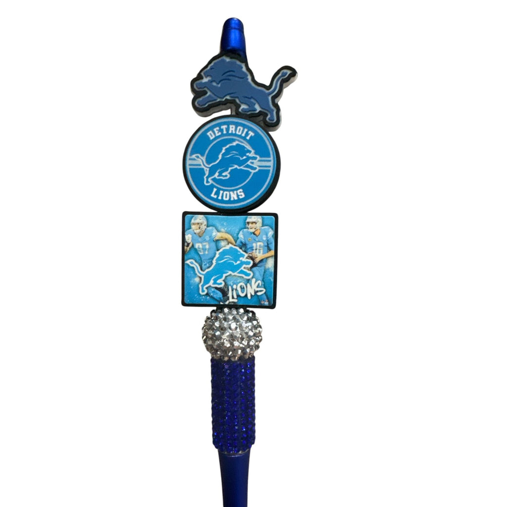 Detroit Lions Blue Rhinestone Ballpoint Pen With Team Logo Charms