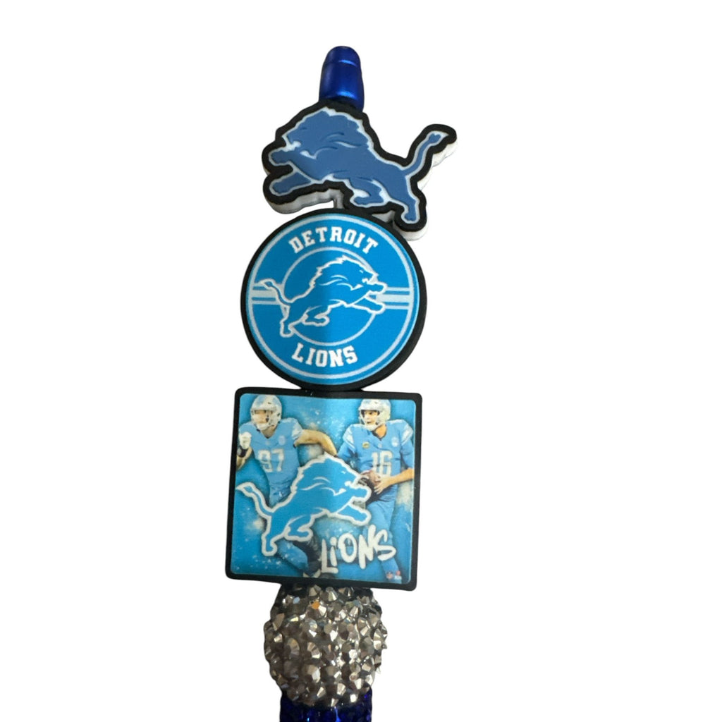 Detroit Lions Blue Rhinestone Ballpoint Pen With Team Logo Charms