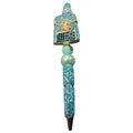 Luxury Turquoise Crystal Beaded Pen With Handbag Design & Decorative Accents