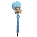 Blue Carriage Pom Pom Beaded Pen Cinderella Style Glitter Cute Novelty Stationery