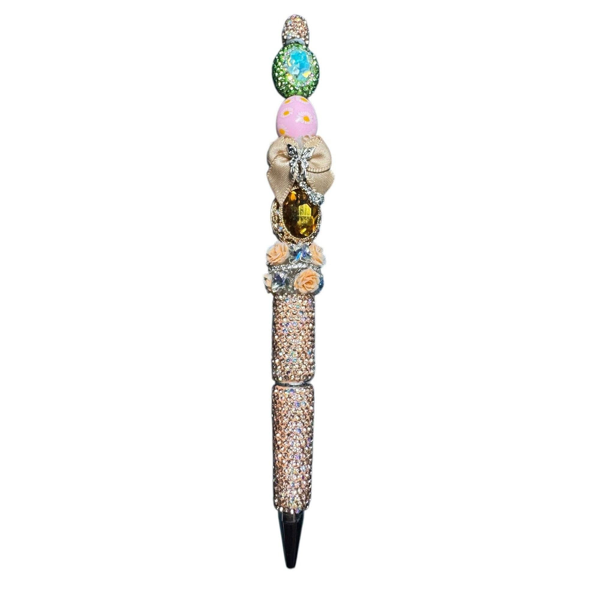 Decorative Rhinestone Pen With Gemstone Accents & Floral Details Ideal For Writing Or Gifting