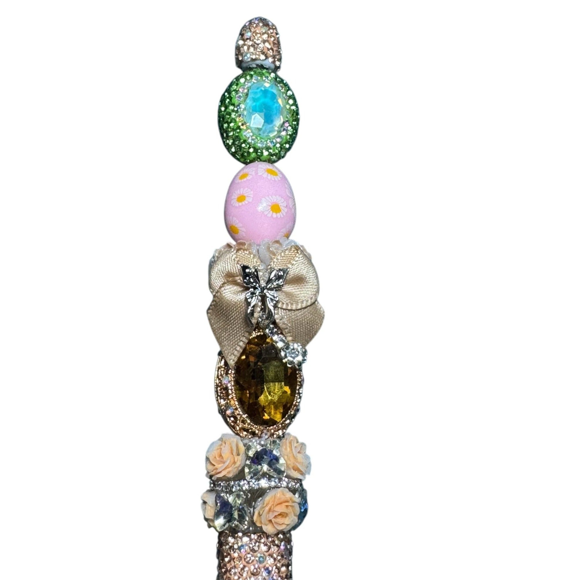 Decorative Rhinestone Pen With Gemstone Accents & Floral Details Ideal For Writing Or Gifting