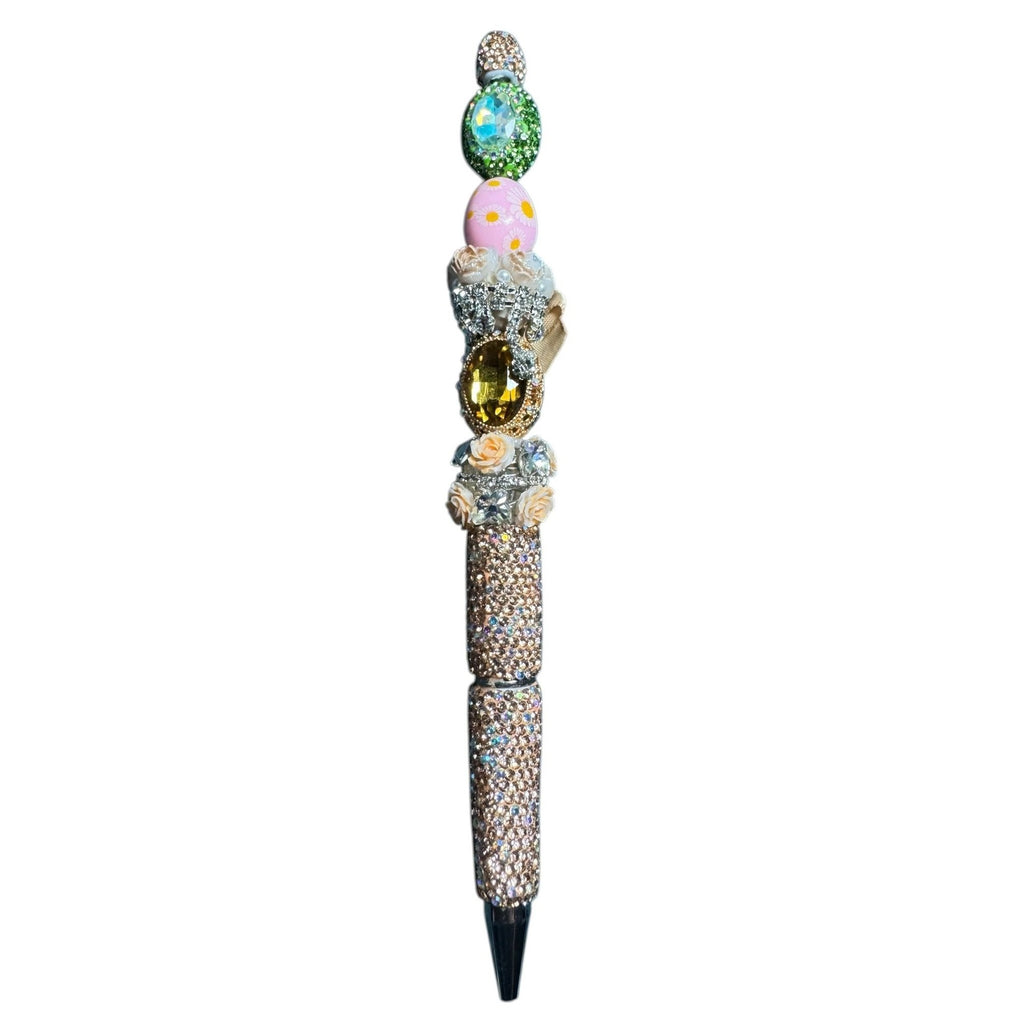 Decorative Rhinestone Pen With Gemstone Accents & Floral Details Ideal For Writing Or Gifting