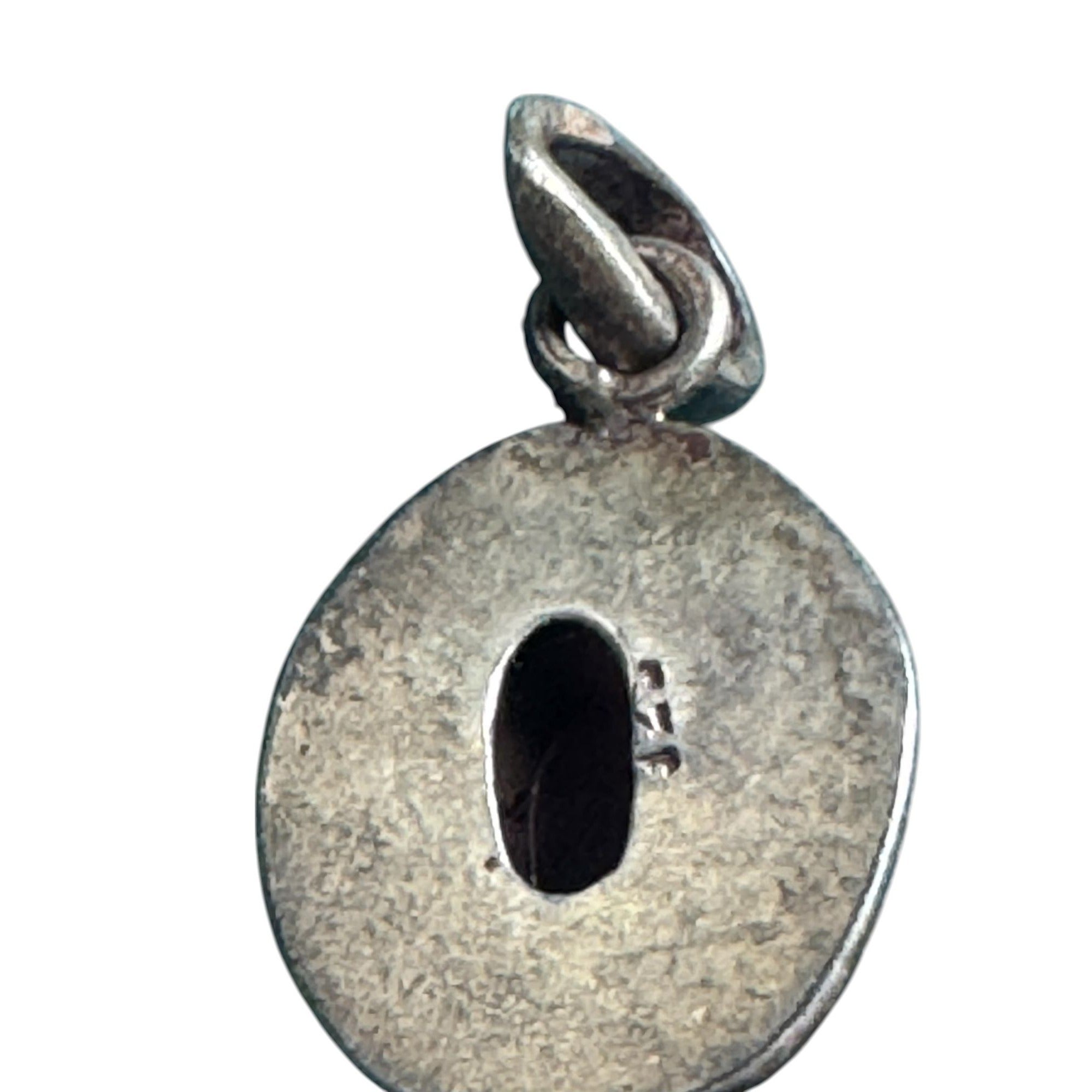 Sterling Silver 925 Garnet Pendant Small Round Cabochon Red Stone Beaded Border Vintage Style