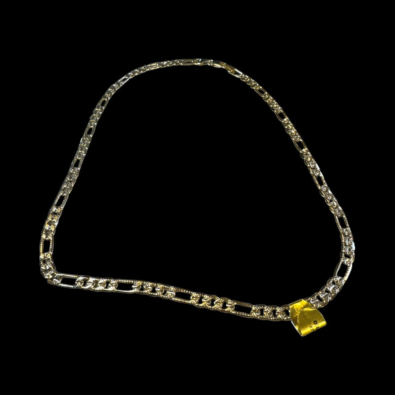 14K Gold-Plated Figaro Chain Necklace With Lobster Clasp Made In Korea