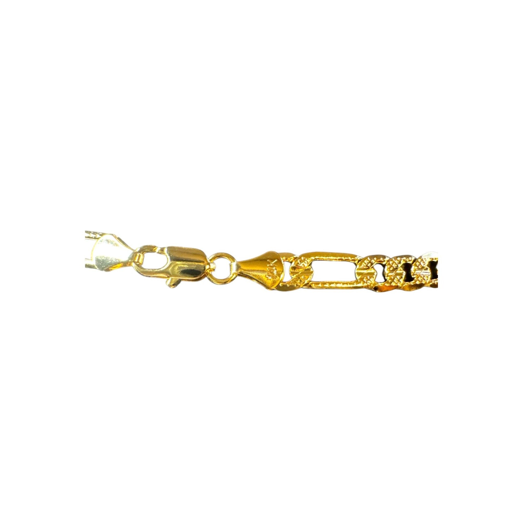 14K Gold-Plated Figaro Chain Necklace With Lobster Clasp Made In Korea