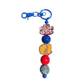 Baseball-Themed Keychain With Glitter Beads & "Its A Baseball Kinda Day" Charm - Blue & Red Colors - Stylish & Durable Design