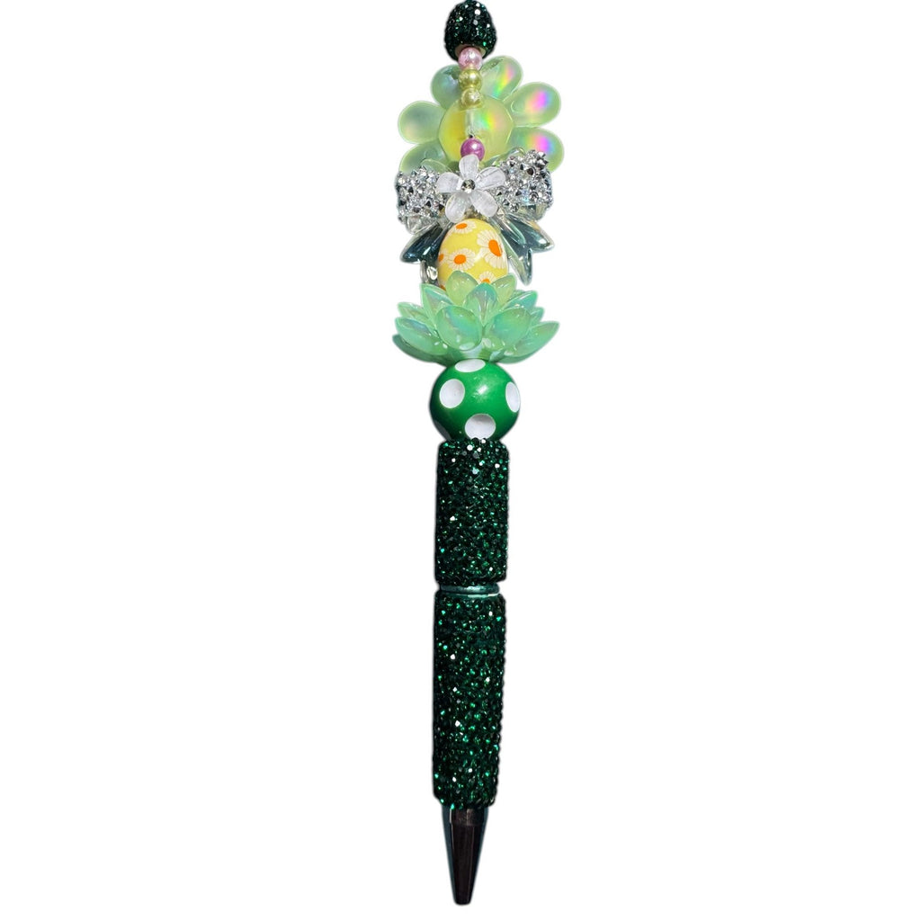 Easter-Themed Beaded Pen With Floral & Crystal Embellishments For Kids Or Party Favors