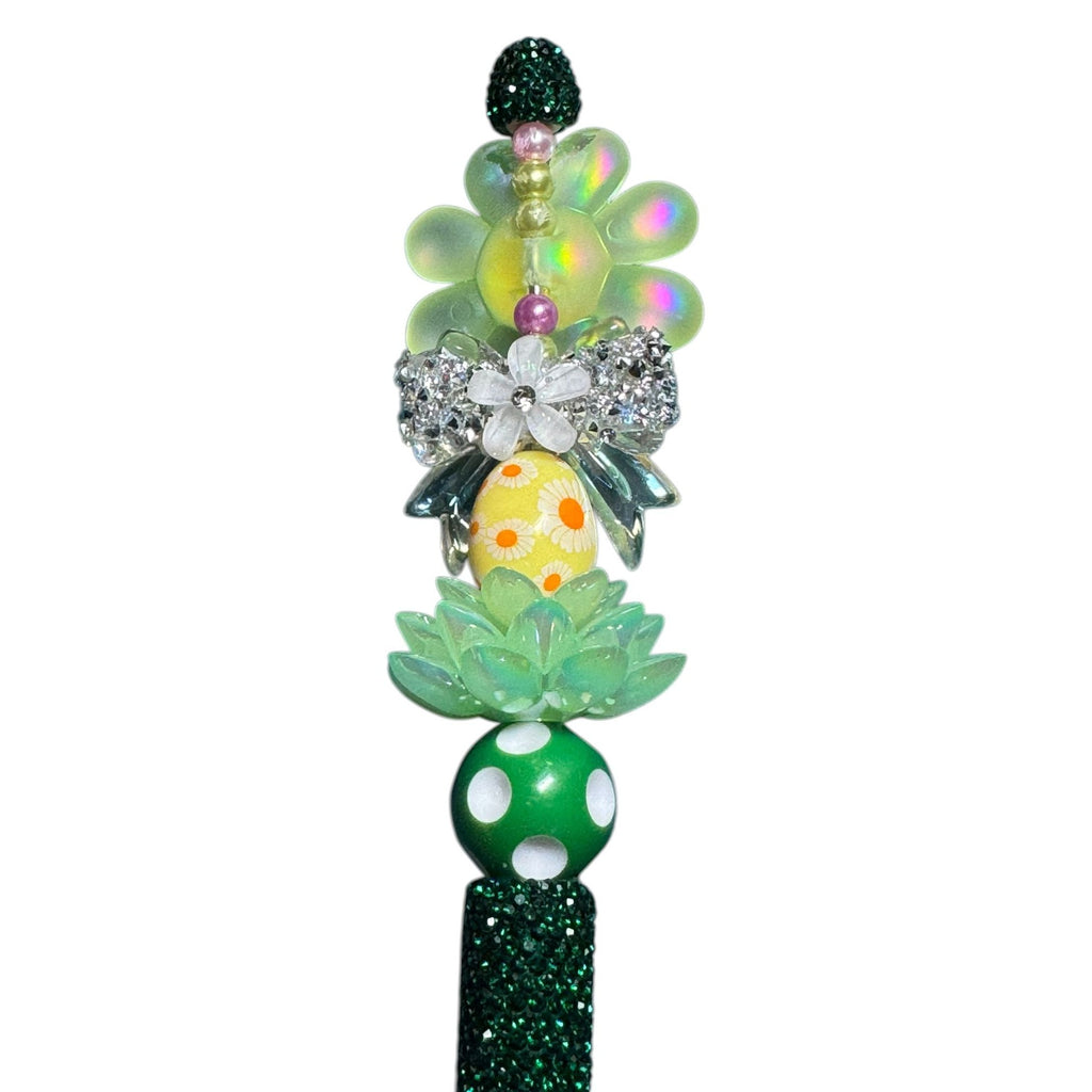 Easter-Themed Beaded Pen With Floral & Crystal Embellishments For Kids Or Party Favors