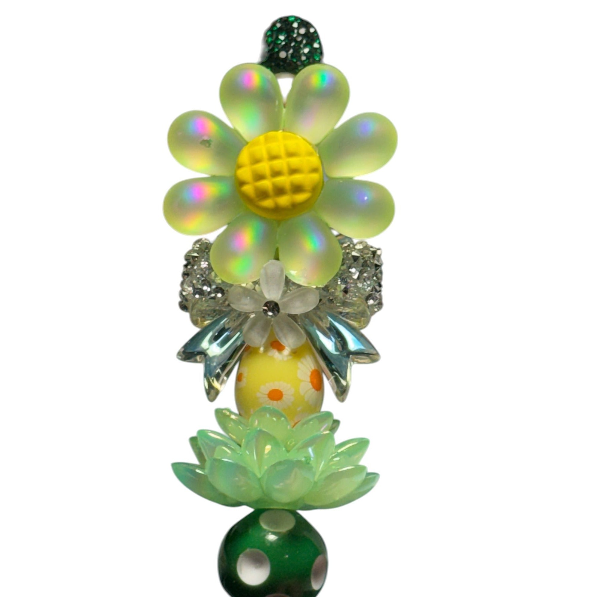 Easter-Themed Beaded Pen With Floral & Crystal Embellishments For Kids Or Party Favors
