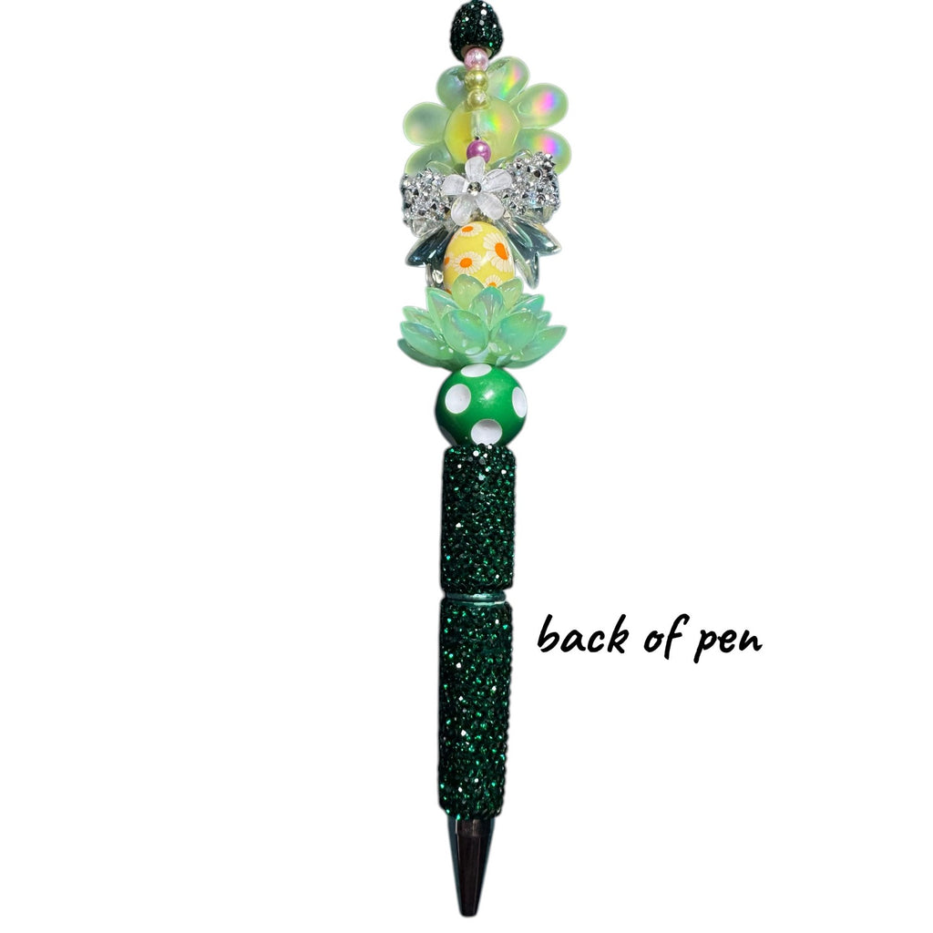 Easter-Themed Beaded Pen With Floral & Crystal Embellishments For Kids Or Party Favors