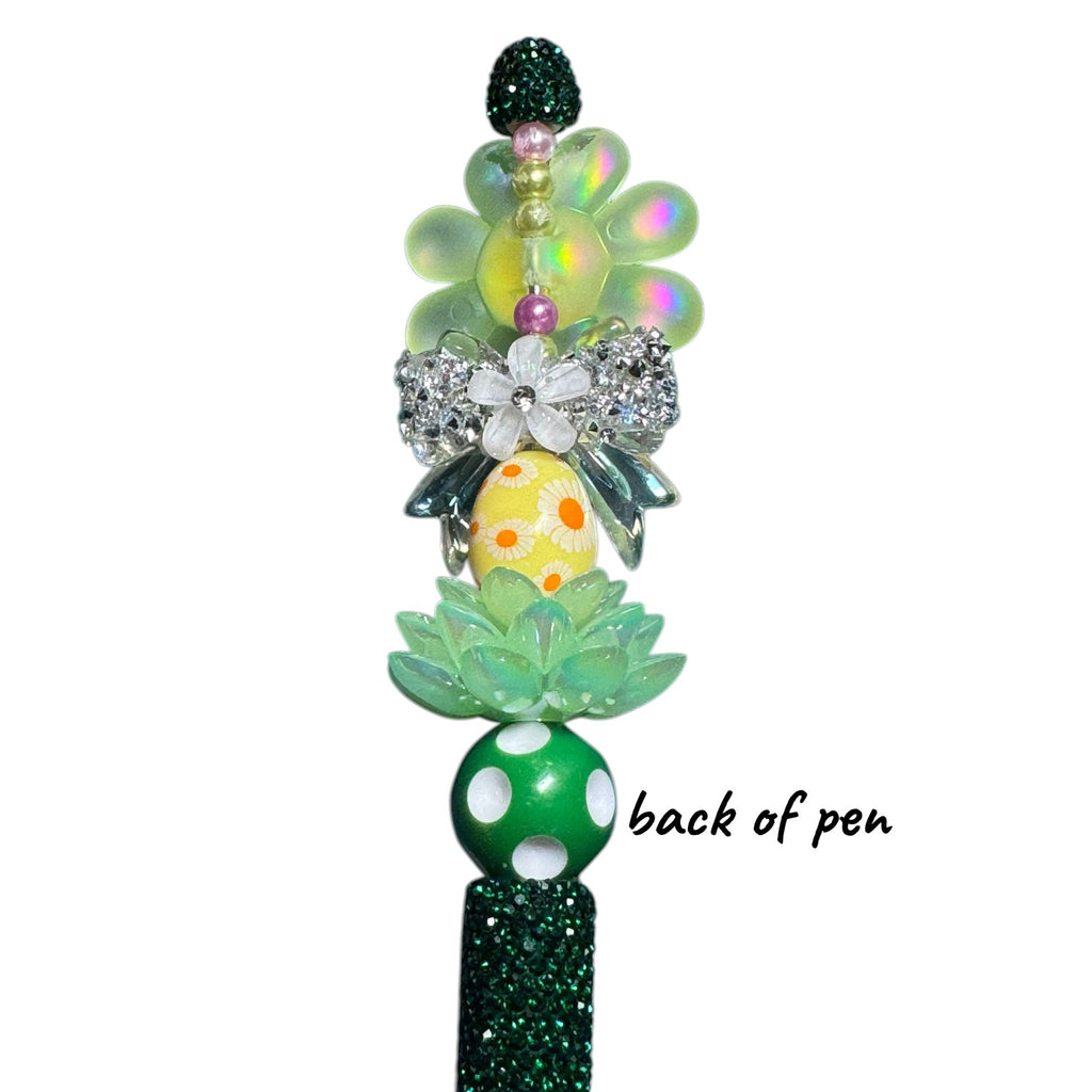 Easter-Themed Beaded Pen With Floral & Crystal Embellishments For Kids Or Party Favors
