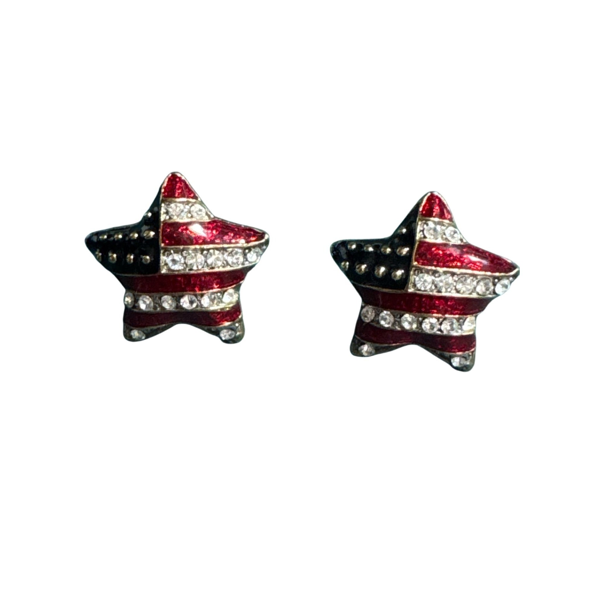 Patriotic Star Shaped Earrings With American Flag Design & Rhinestones  Red White & Blue Jewelry For Women  Lightweight Statement Accessories