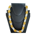 Handmade Yellow White Beaded Cluster Necklace, Textured Shell Style Statement Jewelry, Summer Beach Boho Gift with Lobster Clasp Closure