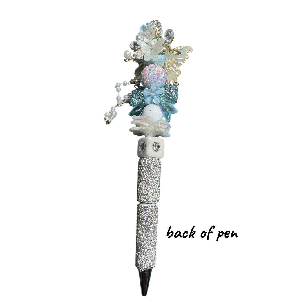 Butterfly-Themed Decorative Pen With Crystals Pearls & Floral Accents - Elegant Writing Accessory For Journaling Or Gift Idea