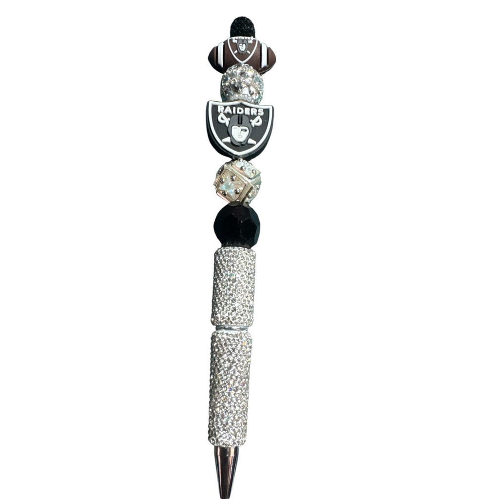 Las Vegas Raiders Bling Pen With Decorative Beads & Rhinestones For Writing & Gifting