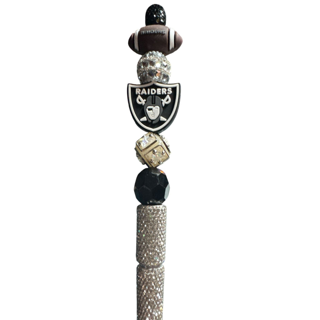 Las Vegas Raiders Bling Pen With Decorative Beads & Rhinestones For Writing & Gifting