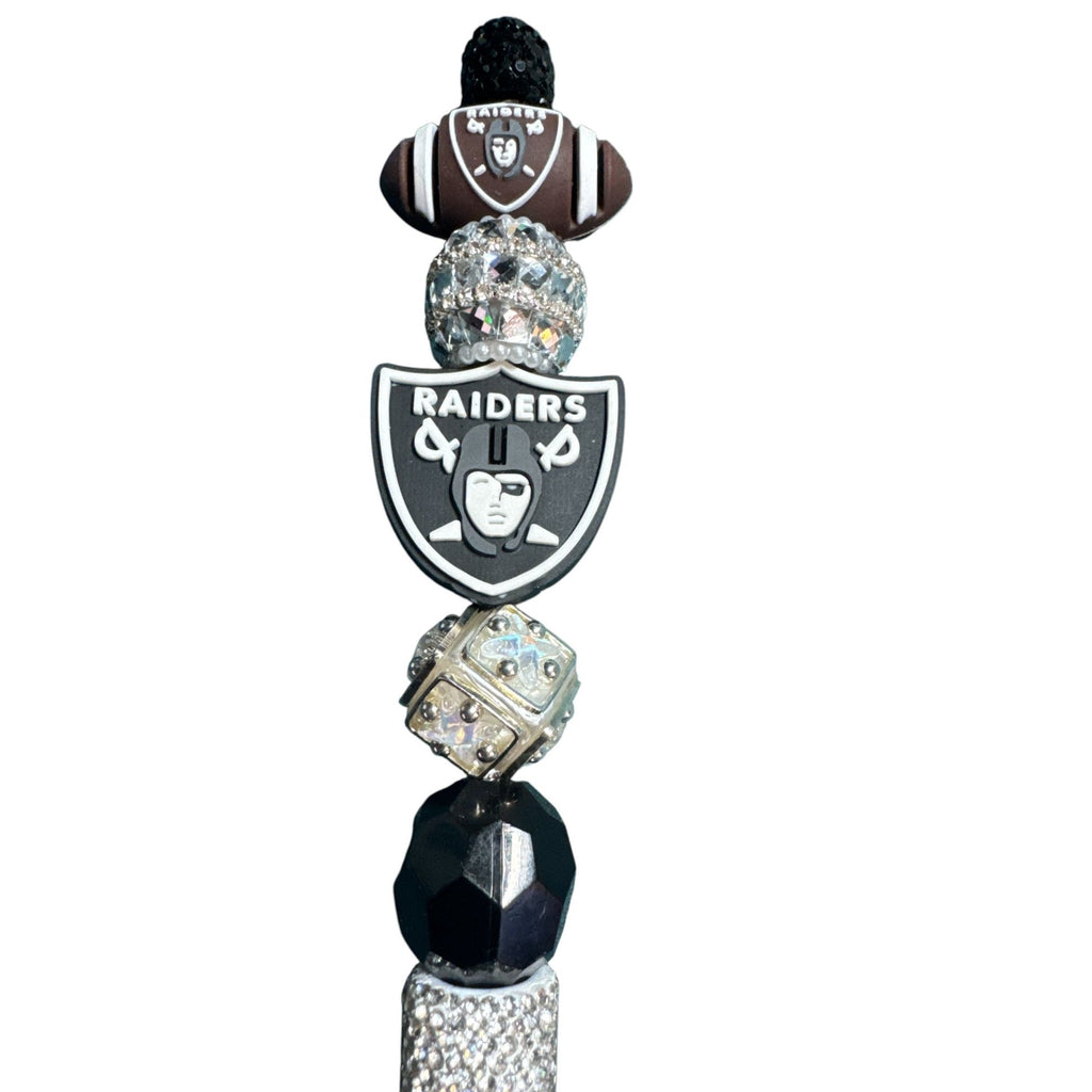 Las Vegas Raiders Bling Pen With Decorative Beads & Rhinestones For Writing & Gifting