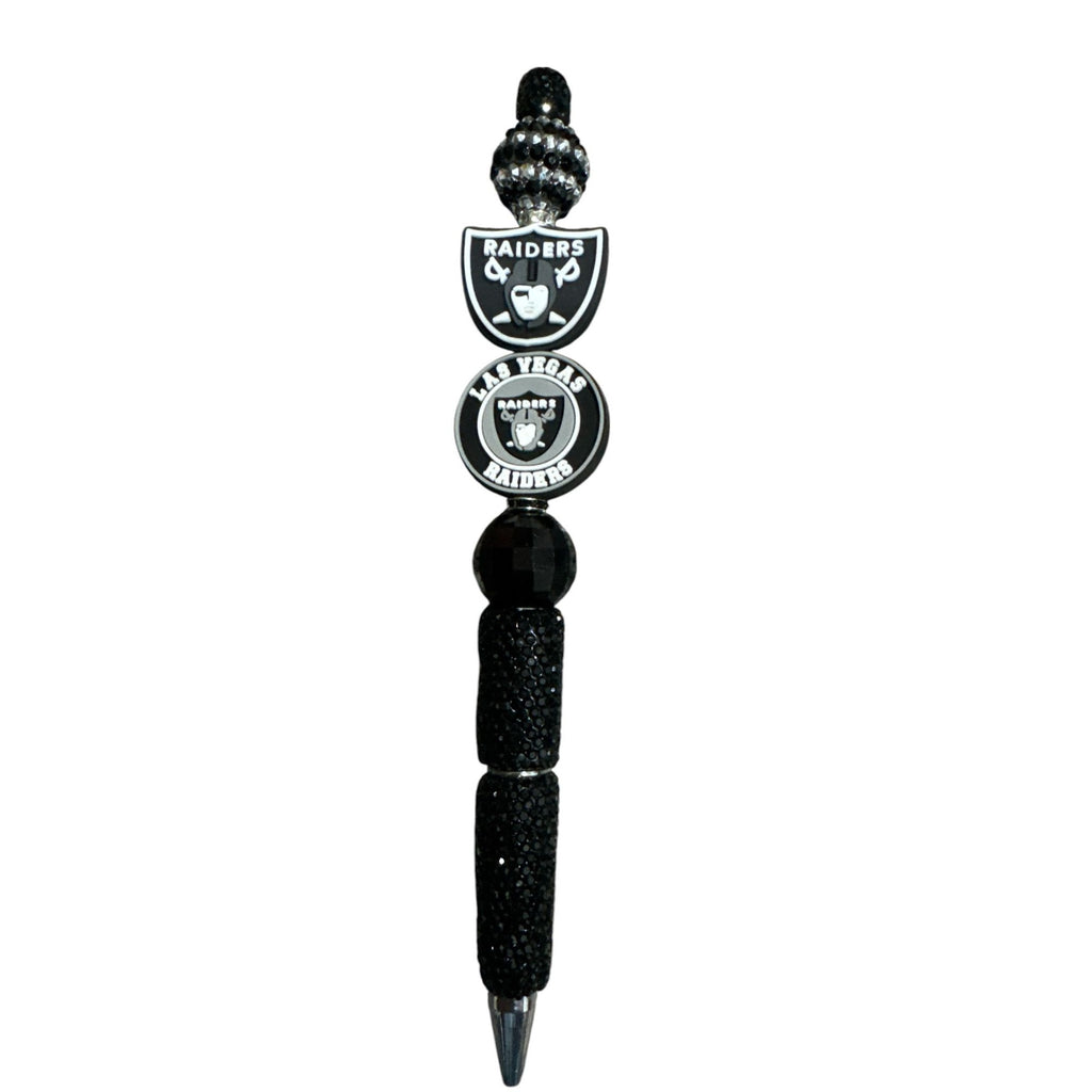 Las Vegas Raiders Black Beaded Decorative Pen With Team Logos & Sparkling Accents