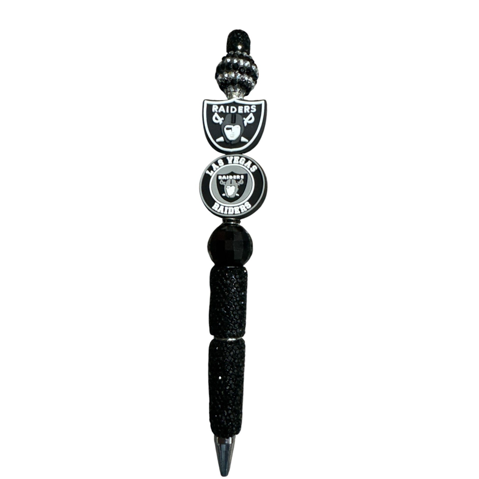 Las Vegas Raiders Black Beaded Decorative Pen With Team Logos & Sparkling Accents
