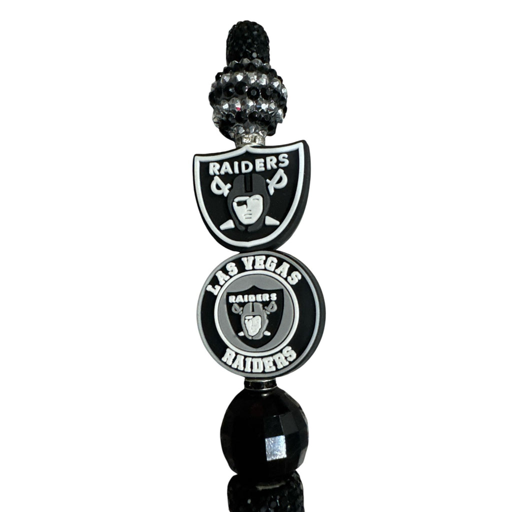 Las Vegas Raiders Black Beaded Decorative Pen With Team Logos & Sparkling Accents