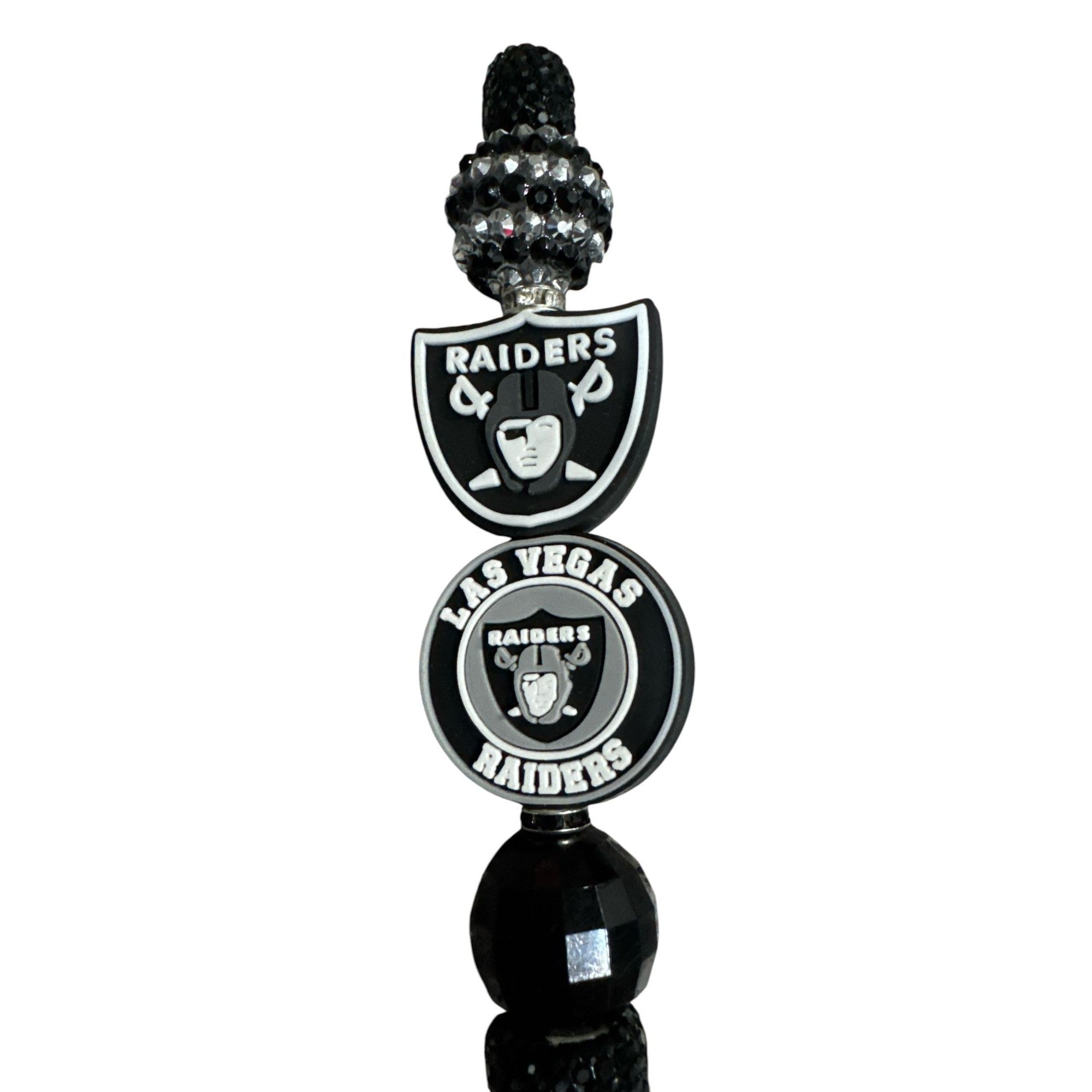 Las Vegas Raiders Black Beaded Decorative Pen With Team Logos & Sparkling Accents