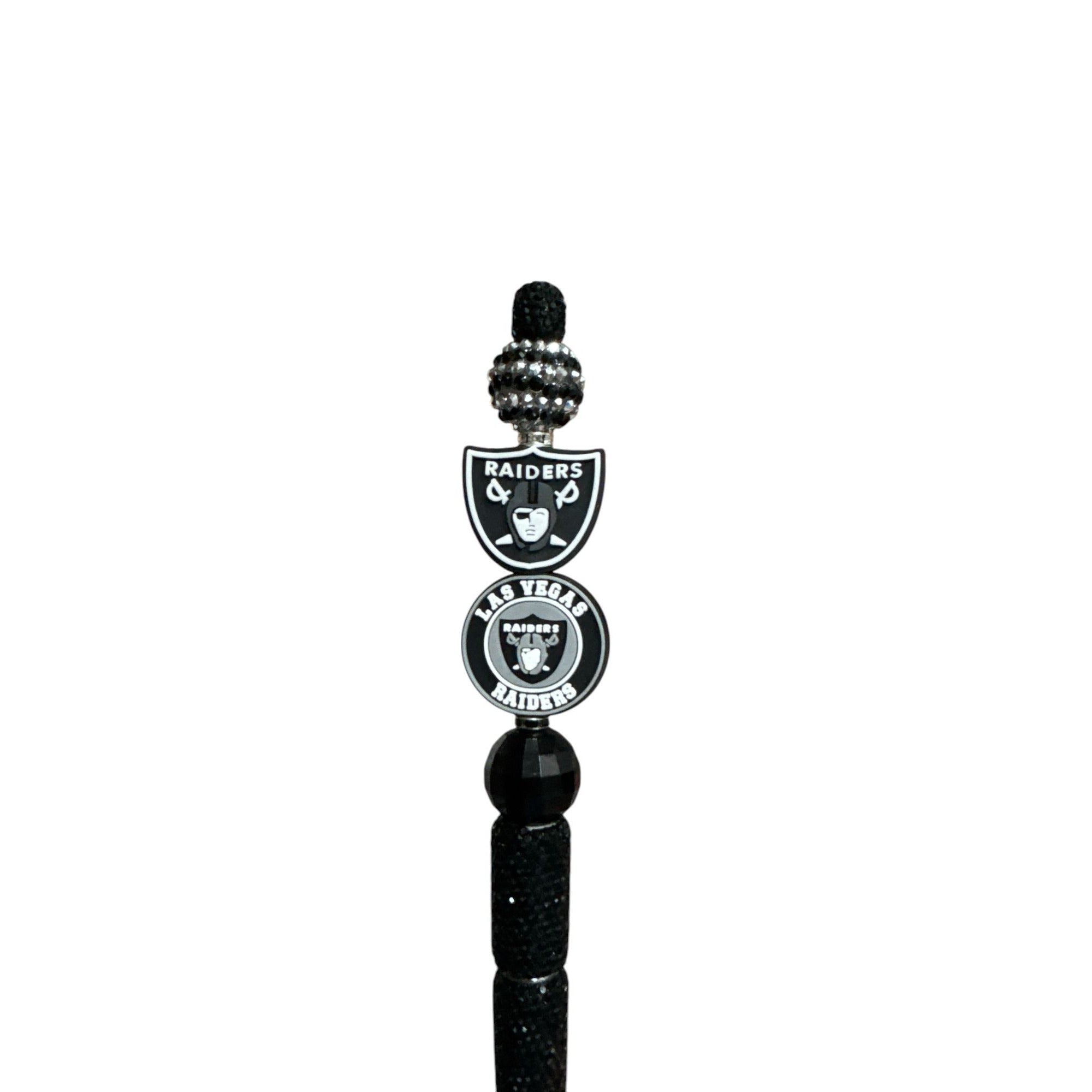 Las Vegas Raiders Black Beaded Decorative Pen With Team Logos & Sparkling Accents