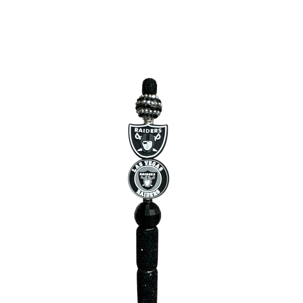 Las Vegas Raiders Black Beaded Decorative Pen With Team Logos & Sparkling Accents