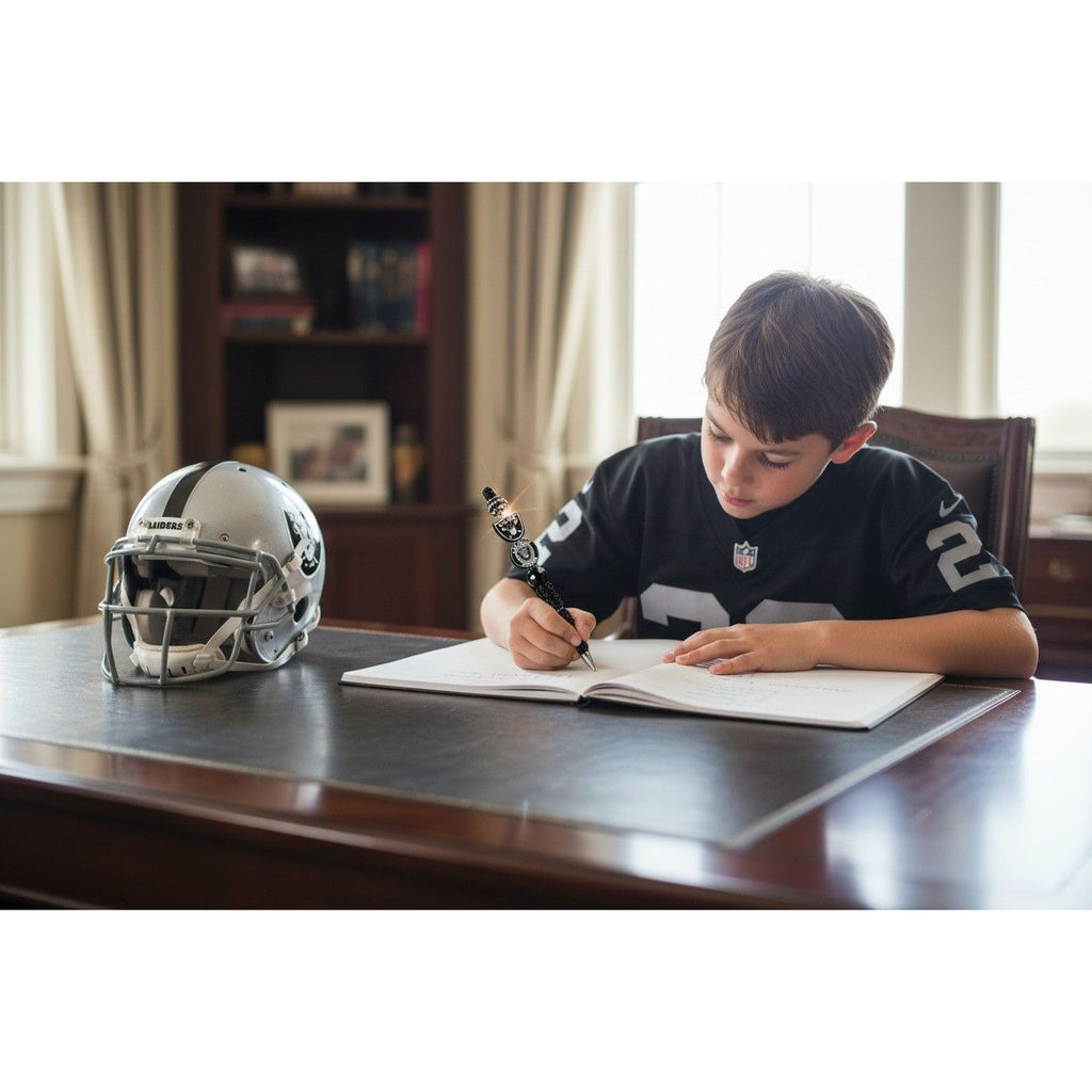 Las Vegas Raiders Black Beaded Decorative Pen With Team Logos & Sparkling Accents