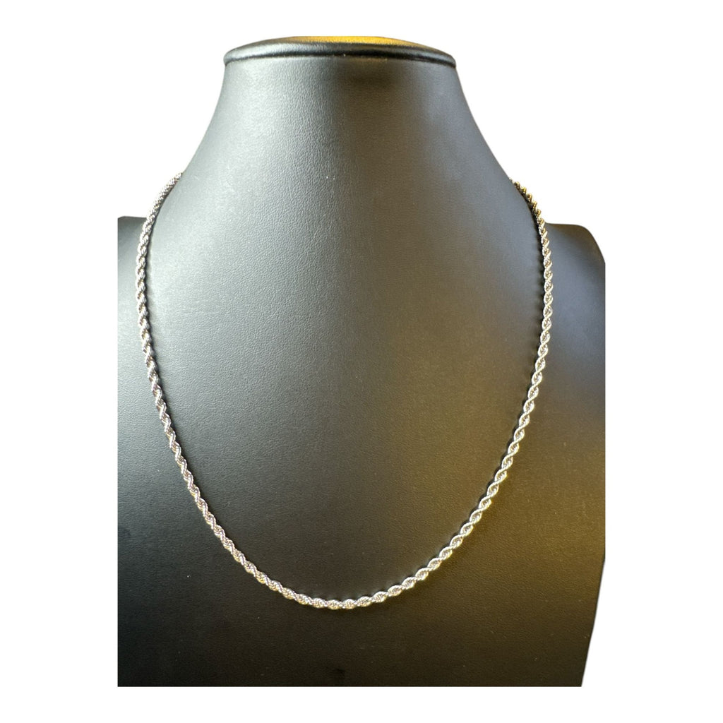 Stainless Steel Rope Chain Necklace 18” Silver Tone Twisted Rope Design Unisex