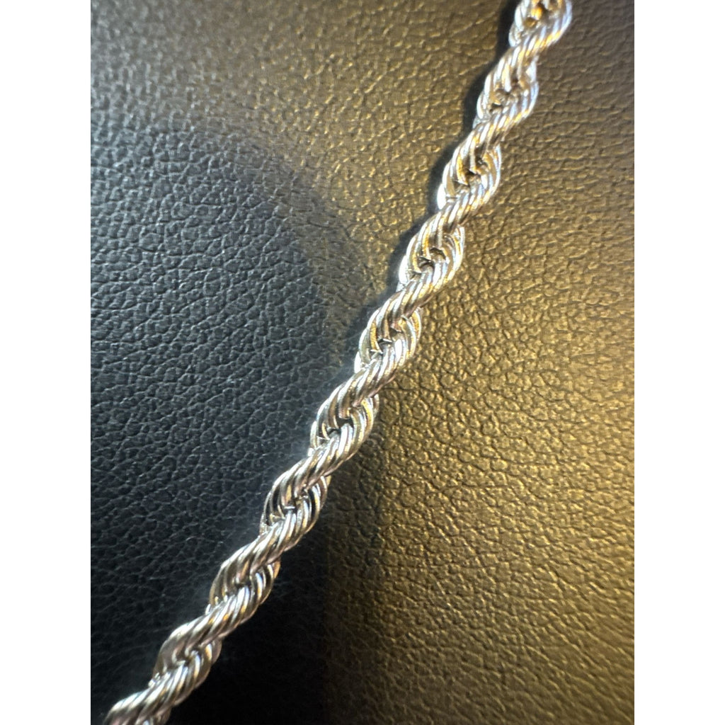 Stainless Steel Rope Chain Necklace 18” Silver Tone Twisted Rope Design Unisex
