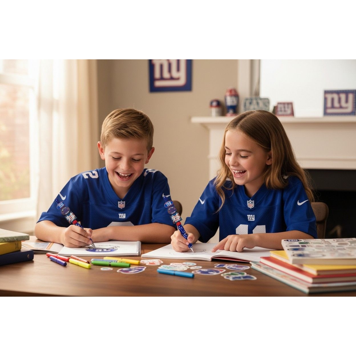 NY Giants-Themed Beaded Pen With Glitter Accents & Team Logos For Fans & Collectors