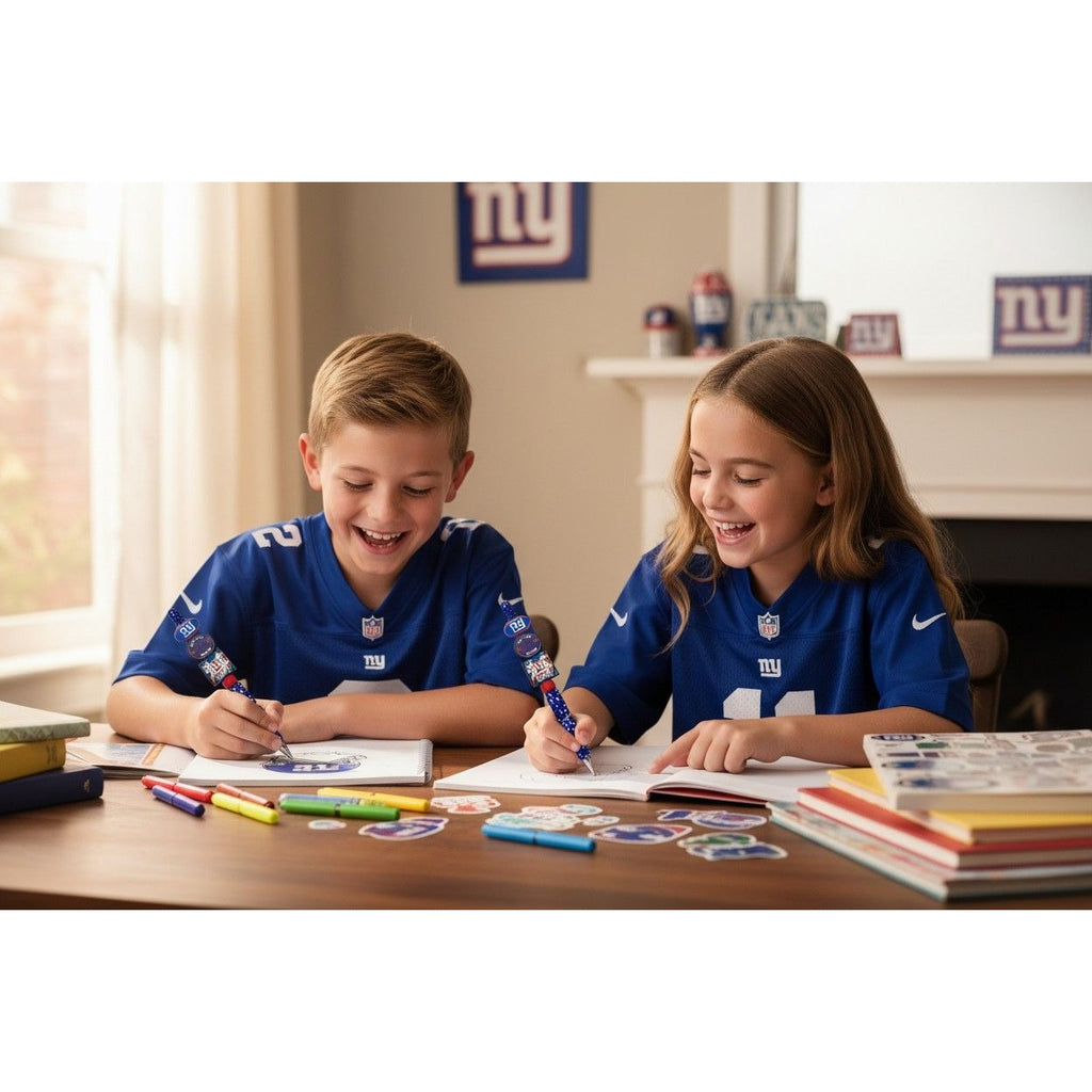 NY Giants-Themed Beaded Pen With Glitter Accents & Team Logos For Fans & Collectors
