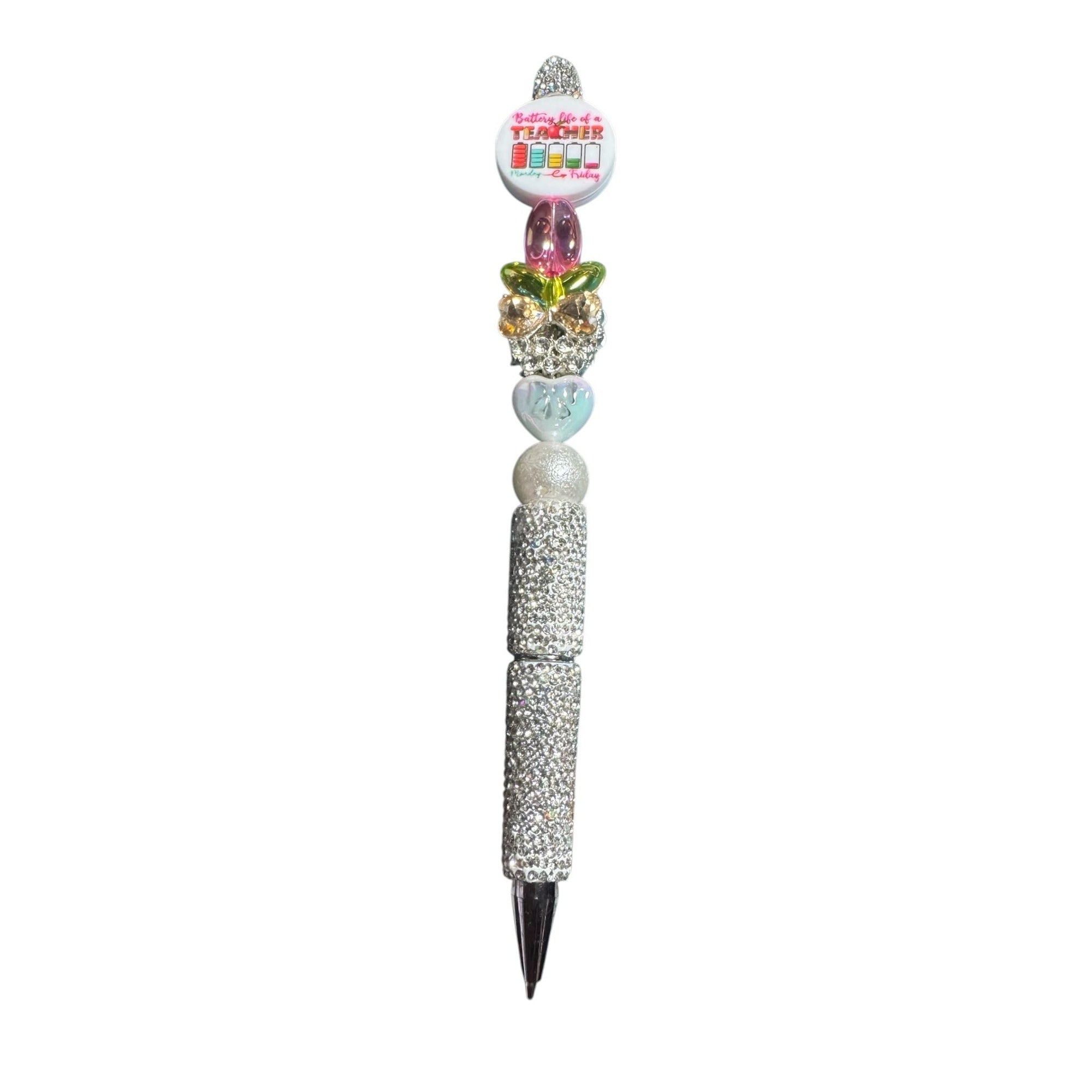 Battery Life Of A Teacher Decorative Pen With Rhinestones & Beads For Classroom Gifts