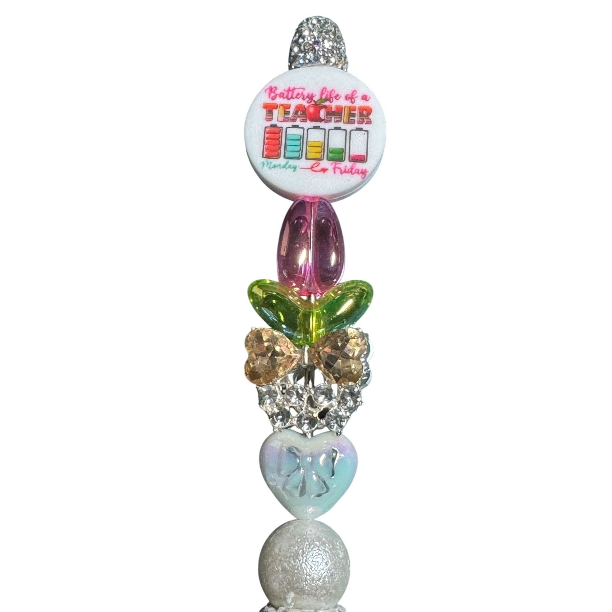 Battery Life Of A Teacher Decorative Pen With Rhinestones & Beads For Classroom Gifts