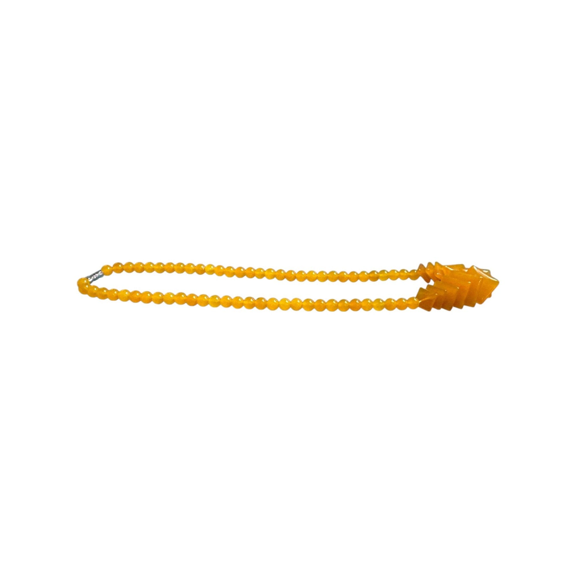 Yellow Orange Beaded Statement Necklace Geometric Fan Beads Bold Chunky Costume Jewelry