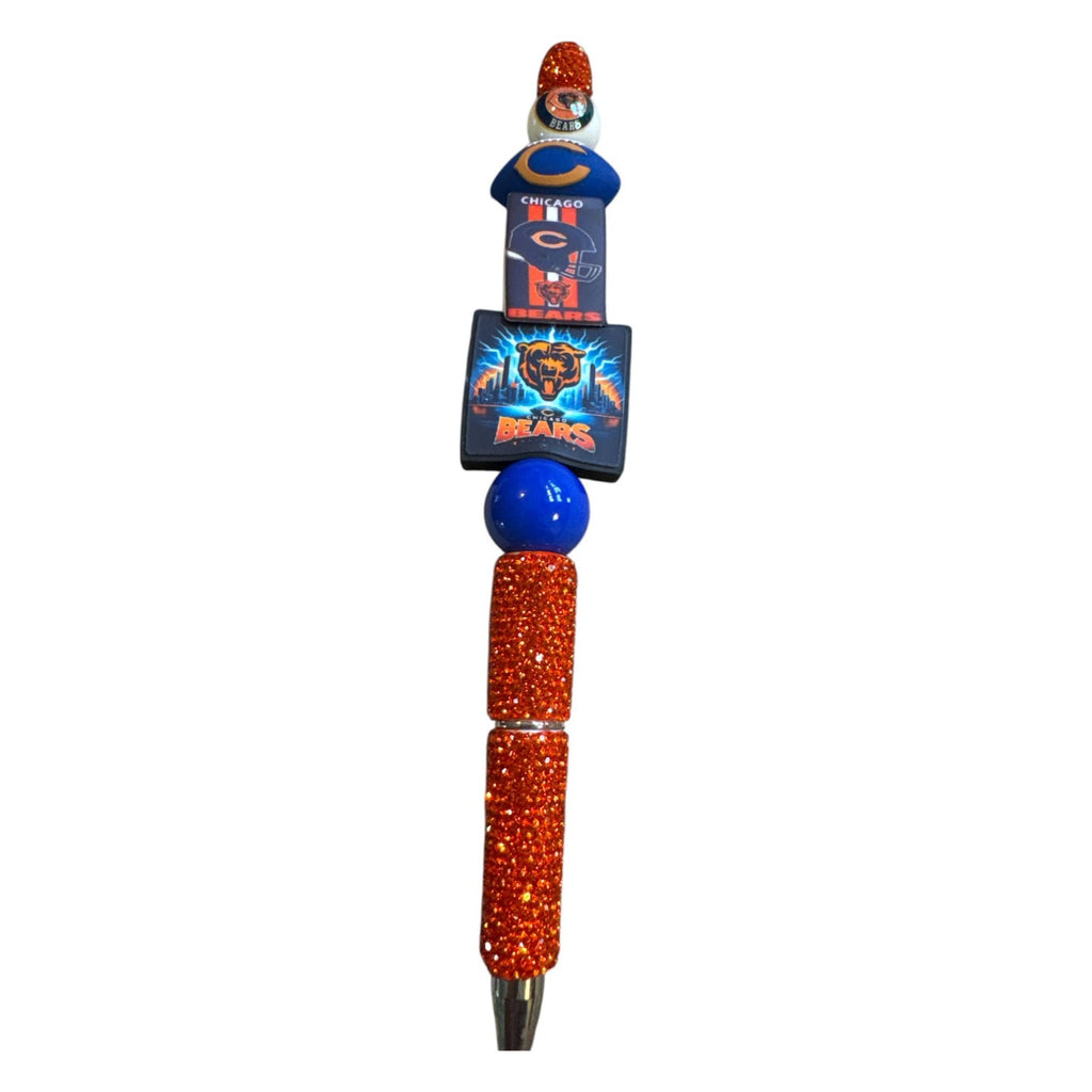 Chicago Bears Themed Glitter Pen With Team Logos & Mascot Design