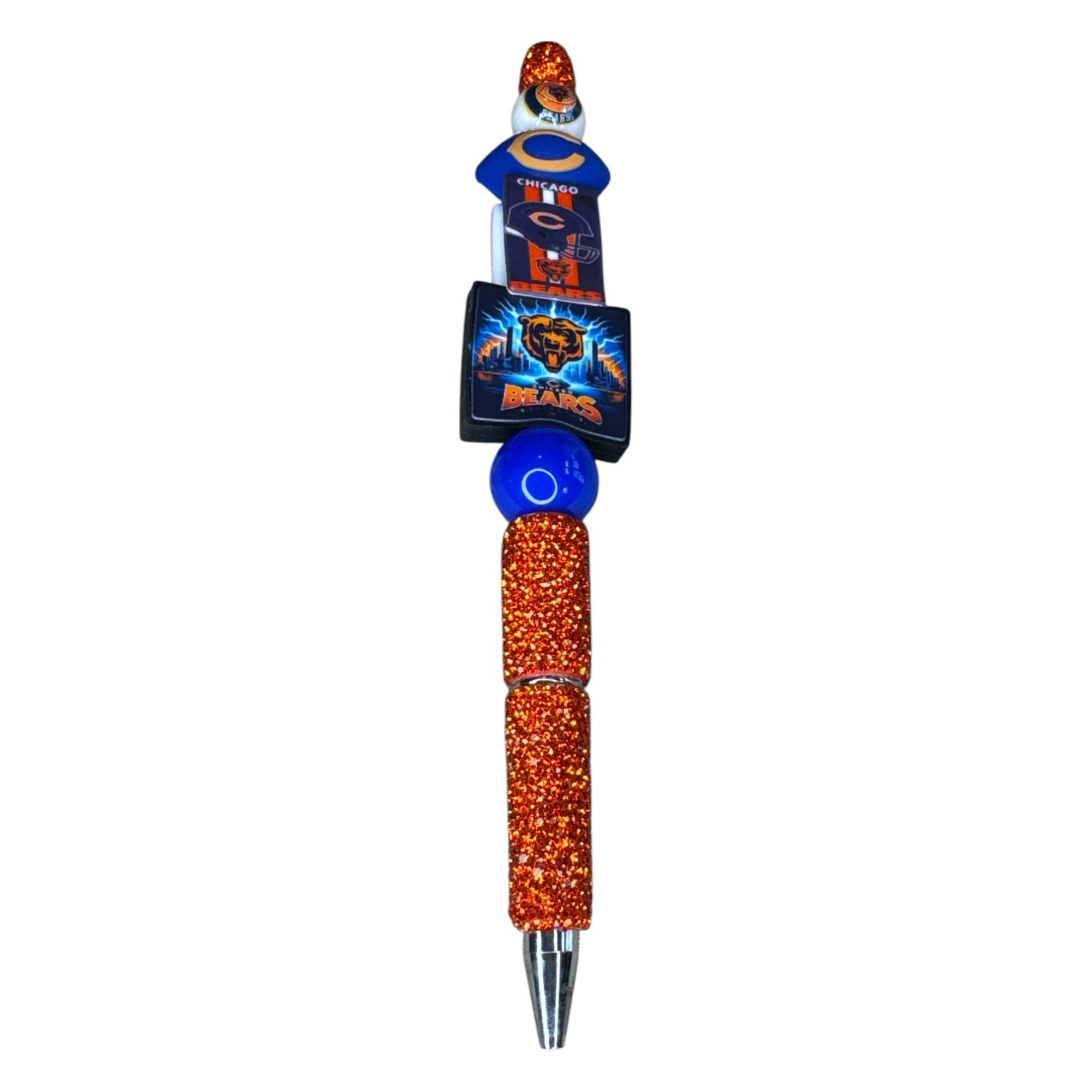 Chicago Bears Themed Glitter Pen With Team Logos & Mascot Design