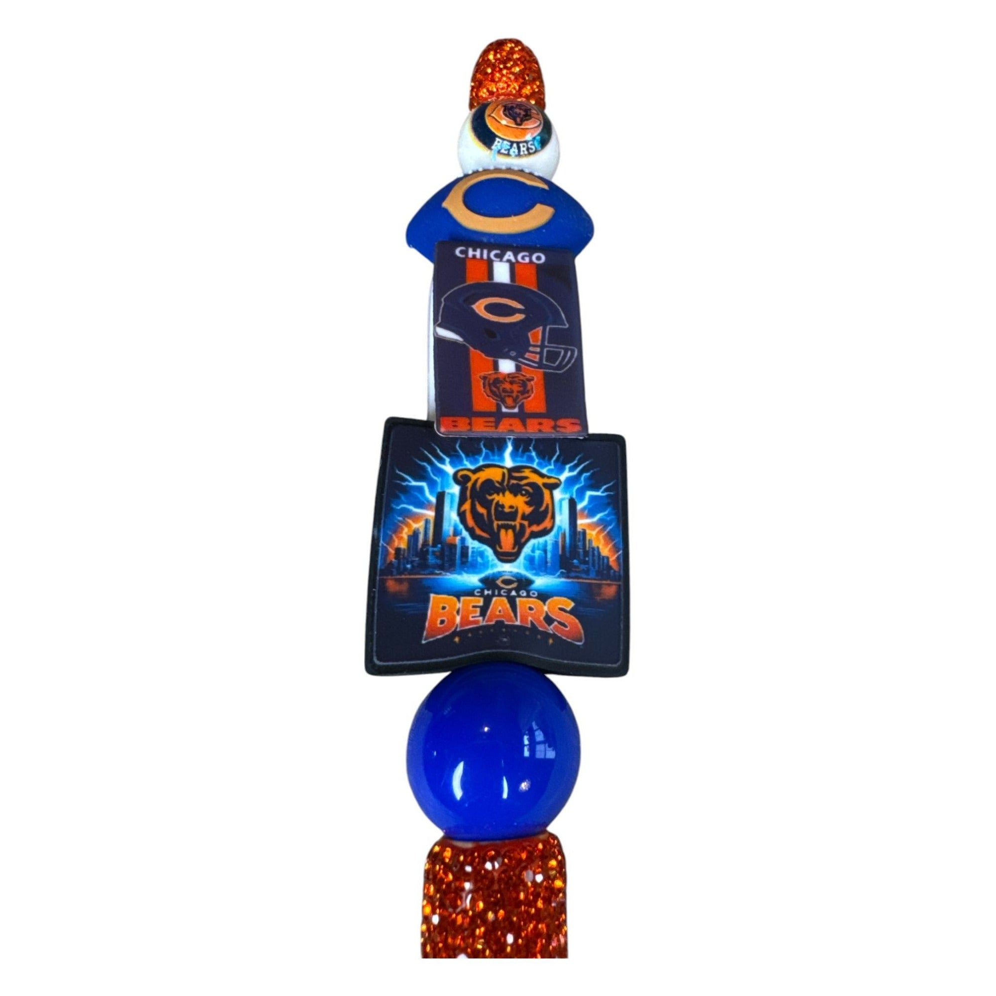 Chicago Bears Themed Glitter Pen With Team Logos & Mascot Design